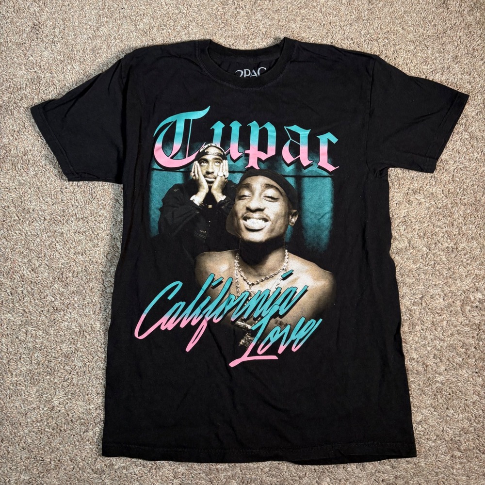 2Pac California Love Graphic Print Short Sleeve T-Shirt Mens Medium‎ Rap Hip Hop